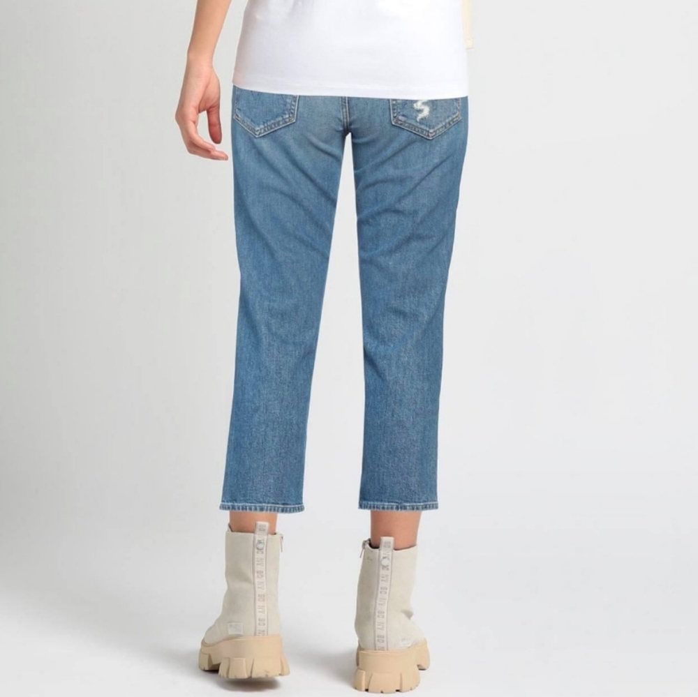 MOTHER The Tomcat Distressed Straight Leg Cropped Jeans Size 30 Mid Wash… - Picture 2 of 10